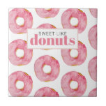Modern Pink Watercolor Sweet Like Doughnuts Quote Tile<br><div class="desc">Modern Pink Watercolor Sweet Like Doughnuts Quote</div>