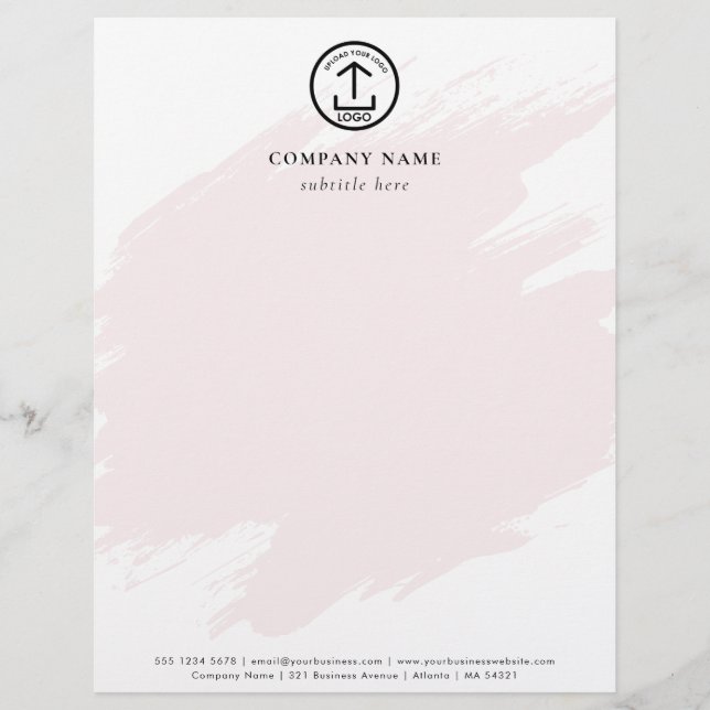 Modern Pink Watercolor Template Business Logo Letterhead (Front)