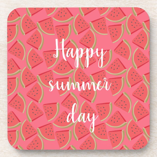 Modern Pink Watermelon, Summer  Coaster (Front)