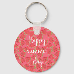 Modern Pink Watermelon, Summer Keychain
