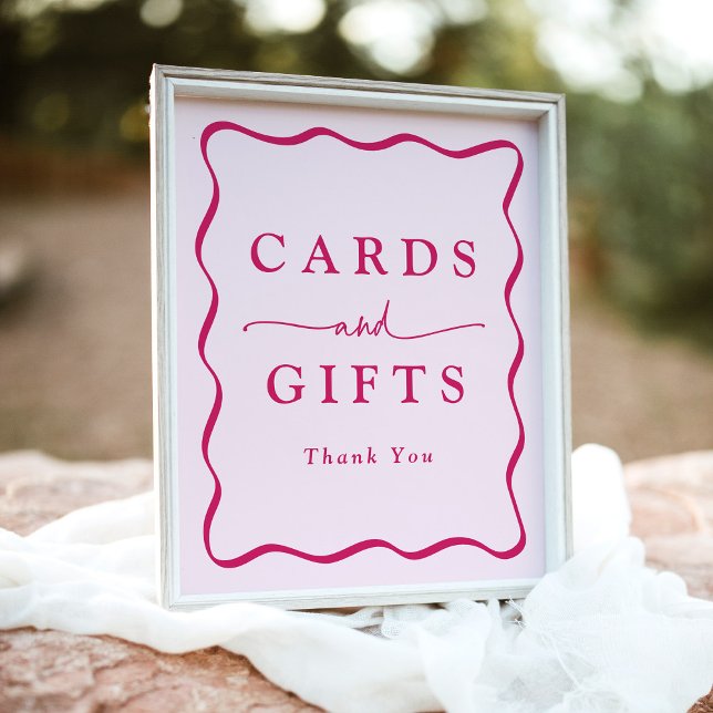 Modern Pink Wavy Frame Cards and Gifts Poster (Creator Uploaded)