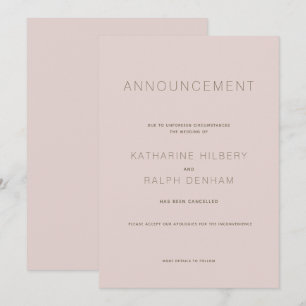 Modern Pink Wedding Cancellation Announcement