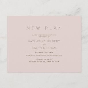 Modern Pink Wedding New Plan Announcement Postcard