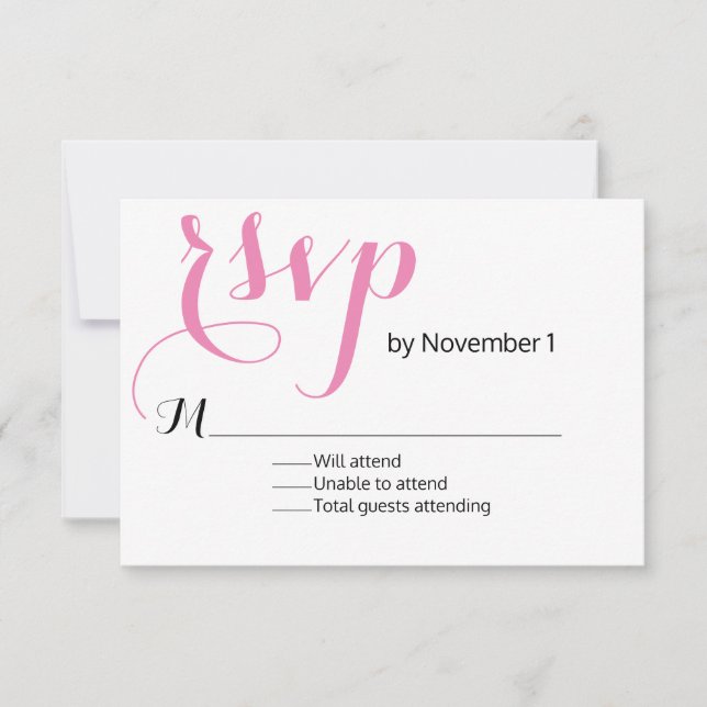 Modern Pink Wedding RSVP Card (Front)