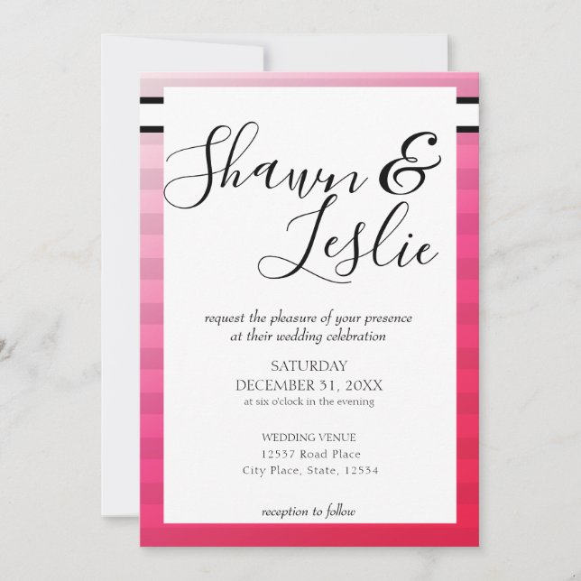 Modern Pink Wedding Typography Invitation V2 (Front)