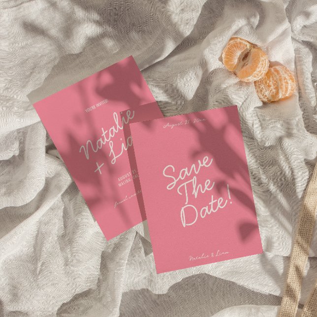 Modern Pink Whimsical Summer Fun Wedding Save The Date (Creator Uploaded)