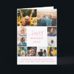 Modern pink white birthday 10 photo collage grid card<br><div class="desc">Modern simple birthday pink and white 10 photo collage grid with modern typography.</div>
