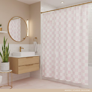 Modern Pink White Checkered Pattern