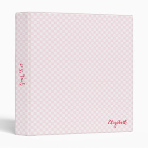 Modern Pink White Chequered Elegant Monogrammed Binder