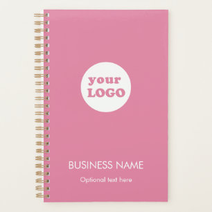 Modern Pink White Custom Business Logo Planner