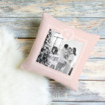 Modern Pink & White | Family Photo | Initial Outdoor Pillow<br><div class="desc">this modern pink and white family photo exudes a sense of togetherness,  love,  and contemporary style. It captures a moment of joy and unity,  showcasing the beauty of the family and their harmonious connection.</div>