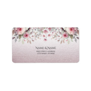 Modern Pink White Floral Address Label