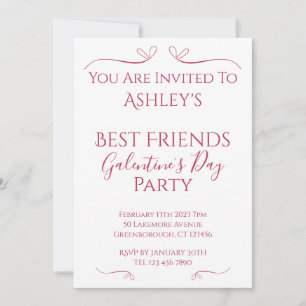 Modern Pink White Galentine's Day Party Invitation
