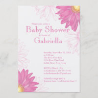 Modern Pink & White Gerbera Daisy Baby Shower