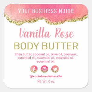Modern Pink White Gold Glitter Product Labels