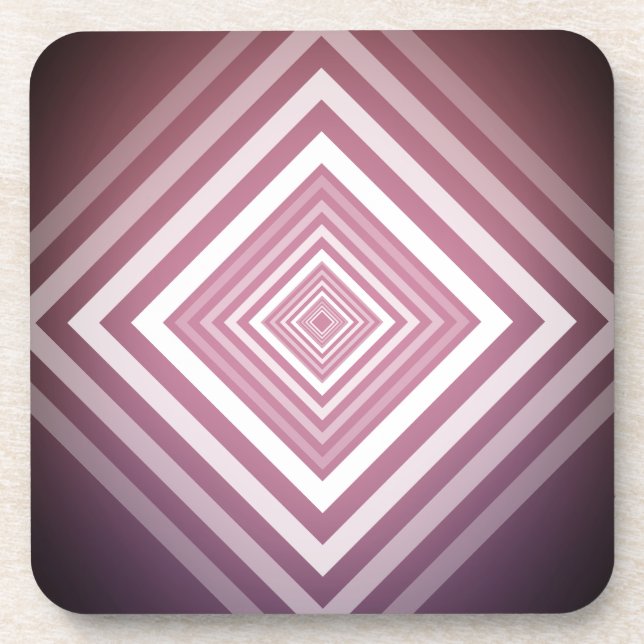 Modern Pink & White Gradation Squares Coaster (Front)