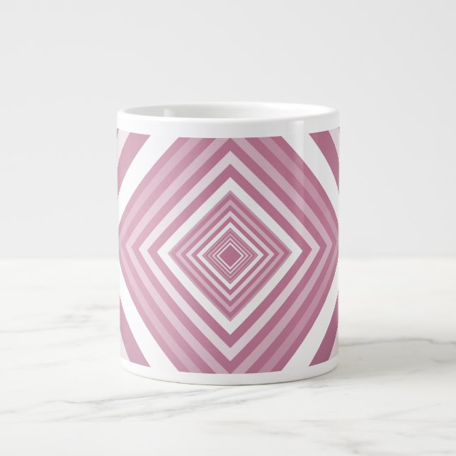 Modern Pink & White Gradation Squares Large Coffee Mug (Front)