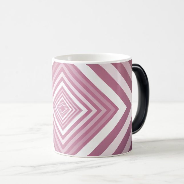 Modern Pink & White Gradation Squares Magic Mug (Front Right)