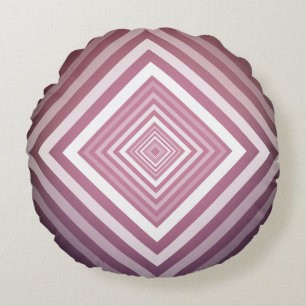 Modern Pink & White Gradation Squares Round Pillow
