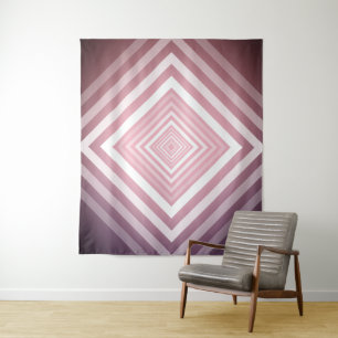 Modern Pink & White Gradation Squares Tapestry