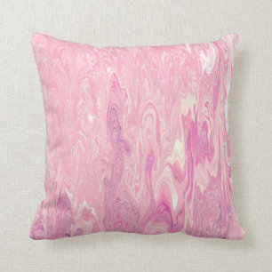 Modern pink White Marbling Paint Abstract Design Throw Pillow