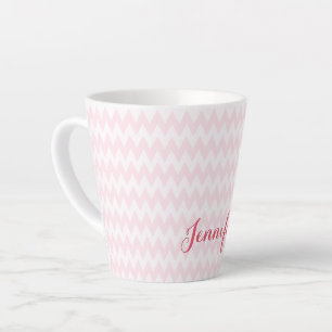 Modern Pink White Pattern Personalized Elegant Latte Mug