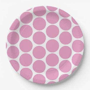 MODERN PINK, WHITE POLKA DOTS PAPER PLATE