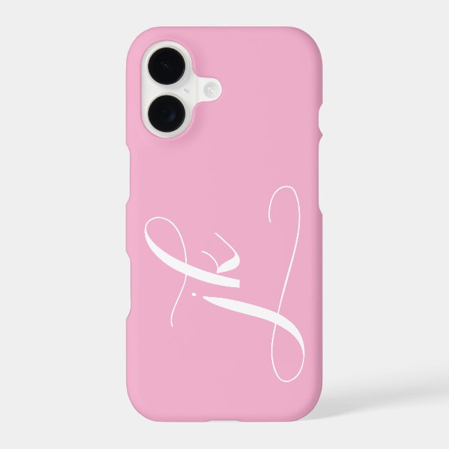 Modern Pink White Script Monogram Name (Back)
