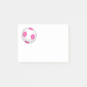 Modern pink white soccer ball post-it notes