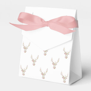 Modern Pink White Vintage Floral Deer Head Favor Box