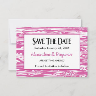 Modern Pink White Watercolor Wedding Personalize Save The Date