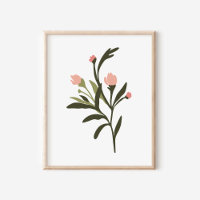 Modern Pink Wildflowers Illustration Art Poster