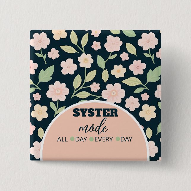 Modern Pink Wildflowers Pattern 2 Inch Square Button (Front)