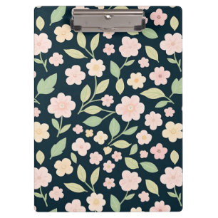 Modern Pink Wildflowers Pattern Clipboard