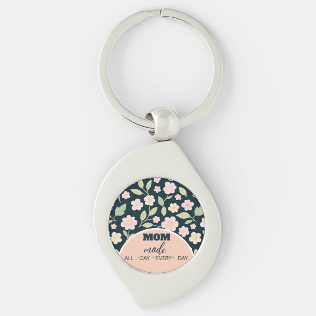 Modern Pink Wildflowers Pattern Keychain (Front)