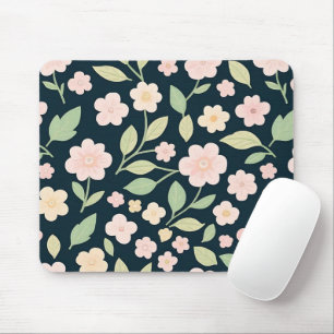 Modern Pink Wildflowers Pattern Mouse Pad