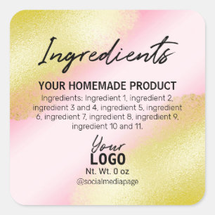 Modern Pink With Gold Ink Ingredient Labels