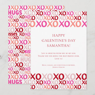 Modern Pink XOXO Best Friend Bff Galentine's Day Holiday Card