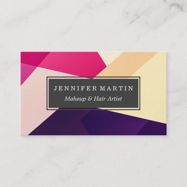 Modern Pink Yellow Black Geometric Pattern Business Card (Front)