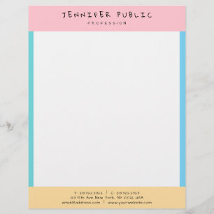Modern Pink Yellow Blue Green Elegant Colourful Letterhead