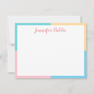 Modern Pink Yellow Blue Green Handwriting Script Card