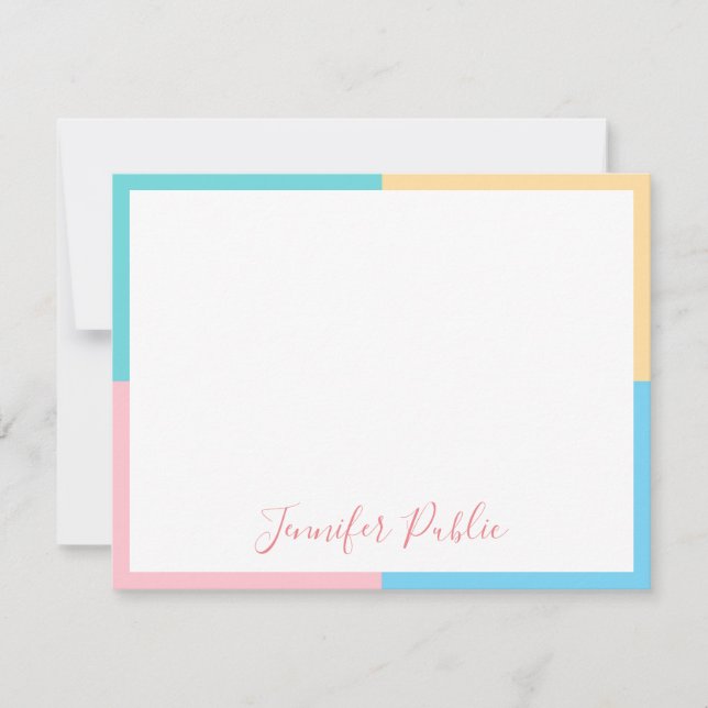 Modern Pink Yellow Blue Green Script Template (Front)