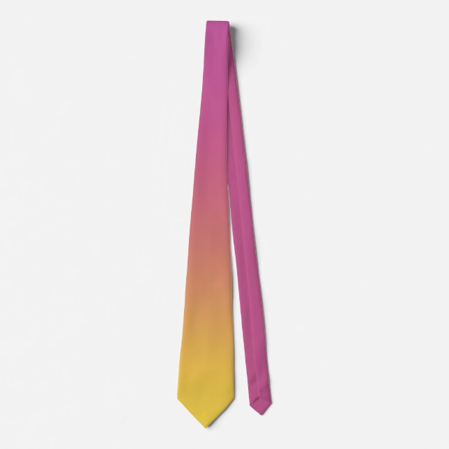 Modern Pink Yellow Colourful Ombre Gradient Tie (Front)