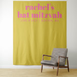 Modern Pink Yellow Cute Bat Mitzvah Photo Backdrop Tapestry<br><div class="desc">Personalized Modern Bold Typography Pink and Yellow Bat Mitzvah Photo Backdrop</div>
