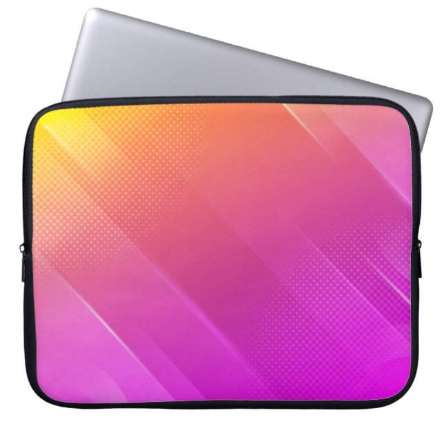 Modern Pink-Yellow Halftone Texture Laptop Sleeve (Front)