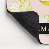 Modern Pink &  Yellow Lemons Pattern With Name Mouse Pad (Corner)
