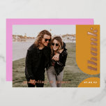 Modern Pink Yellow Retro Arch Wedding Thank You<br><div class="desc">Our minimal, bold retro style gold foil wedding thank you card is perfect for the trendy couple who loves standing out and making a bold statement. Our design features a bold bright pink and yellow colour combo. Simple abstract arch and circle shapes create a bold look with "Thank." displayed boldly...</div>