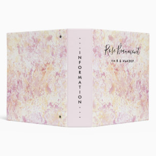 Modern Pink Yellow Watercolor Script 3 Ring Binder