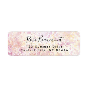 Modern Pink Yellow Watercolor Script Address Label