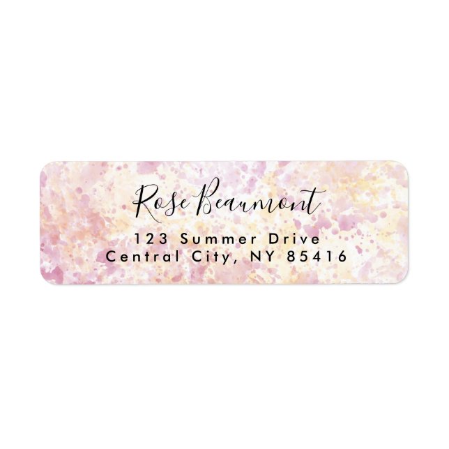 Modern Pink Yellow Watercolor Script Address Label (Front)